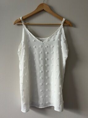 White Textured Floral V-Neck Cami